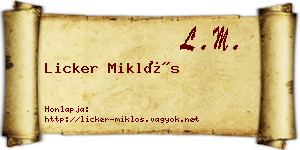 Licker Miklós névjegykártya